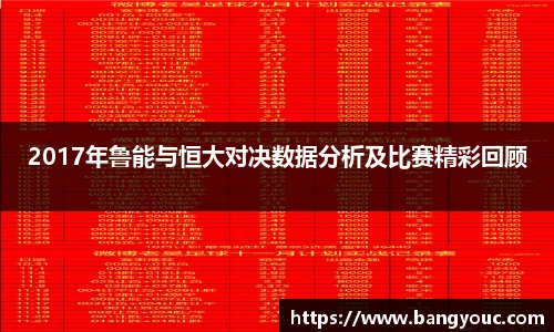 2017年鲁能与恒大对决数据分析及比赛精彩回顾